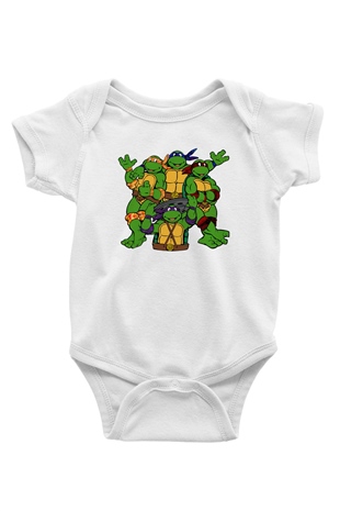 Teenage Mutant Ninja Turtles Ninja Kaplumbağalar Beyaz Bebek Body - Zıbın