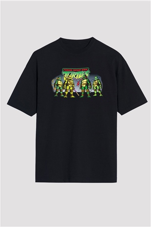 Teenage Mutant Ninja Turtles Ninja Kaplumbağalar Siyah Unisex Oversize Tişört