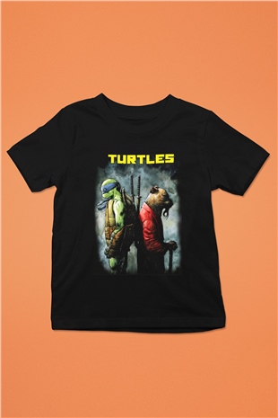 Teenage Mutant Ninja Turtles Ninja Kaplumbağalar Baskılı Siyah Unisex Çocuk Tişört