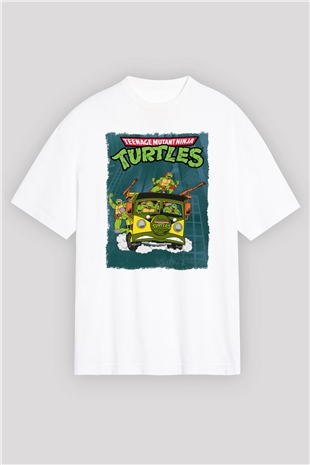 Teenage Mutant Ninja Turtles Ninja Kaplumbağalar Beyaz Oversize Tişört Oversize T-shirt