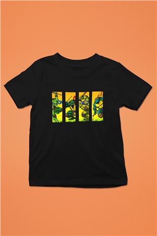 Teenage Mutant Ninja Turtles Ninja Kaplumbağalar Baskılı Siyah Unisex Çocuk Tişört