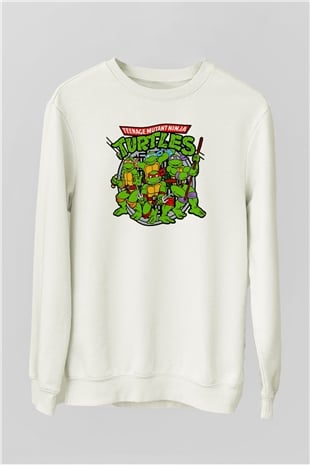 Teenage Mutant Ninja Turtles Ninja Kaplumbağalar Beyaz Unisex  Sweatshirt