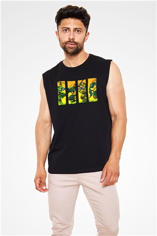 Teenage Mutant Ninja Turtles Ninja Kaplumbağalar Siyah Unisex Kolsuz Tişört