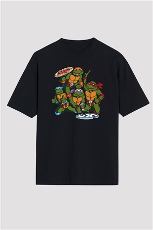 Teenage Mutant Ninja Turtles Ninja Kaplumbağalar Siyah Unisex Oversize Tişört