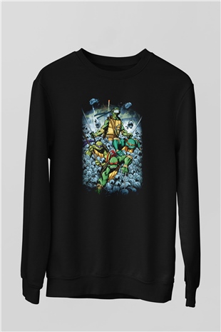 Teenage Mutant Ninja Turtles Ninja Kaplumbağalar Siyah Unisex Sweatshirt