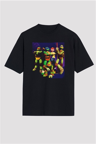 Teenage Mutant Ninja Turtles Ninja Kaplumbağalar Siyah Unisex Oversize Tişört