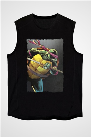 Teenage Mutant Ninja Turtles Ninja Kaplumbağalar Siyah Unisex Kolsuz Tişört