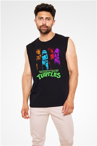 Teenage Mutant Ninja Turtles Ninja Kaplumbağalar Siyah Unisex  Kolsuz Tişört