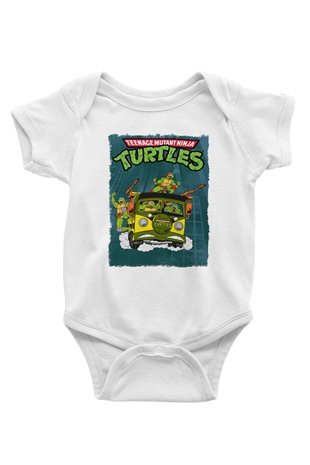 Teenage Mutant Ninja Turtles Ninja Kaplumbağalar Beyaz Bebek Body - Zıbın