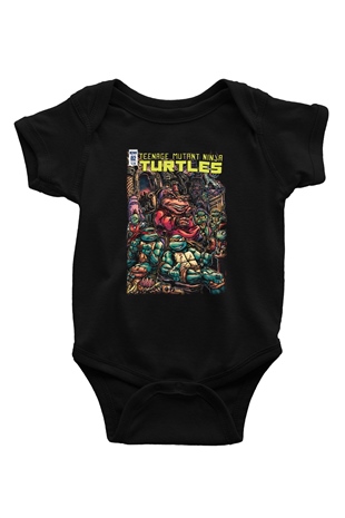 Teenage Mutant Ninja Turtles Ninja Kaplumbağalar Baskılı Siyah Bebek Body - Zıbın
