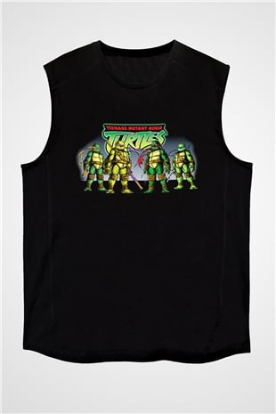 Teenage Mutant Ninja Turtles Ninja Kaplumbağalar Siyah Unisex Kolsuz Tişört
