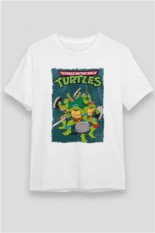 Teenage Mutant Ninja Turtles Ninja Kaplumbağalar Beyaz Unisex Tişört T-Shirt