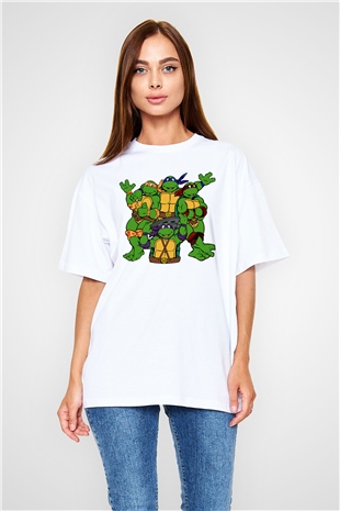 Teenage Mutant Ninja Turtles Ninja Kaplumbağalar Beyaz Oversize Tişört