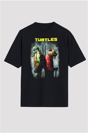 Teenage Mutant Ninja Turtles Ninja Kaplumbağalar Siyah Unisex Oversize Tişört