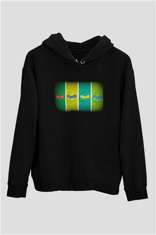 Teenage Mutant Ninja Turtles Ninja Kaplumbağalar Siyah Unisex Kapüşonlu Sweatshirt