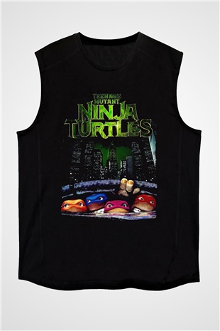 Teenage Mutant Ninja Turtles Ninja Kaplumbağalar Siyah Unisex  Kolsuz Tişört