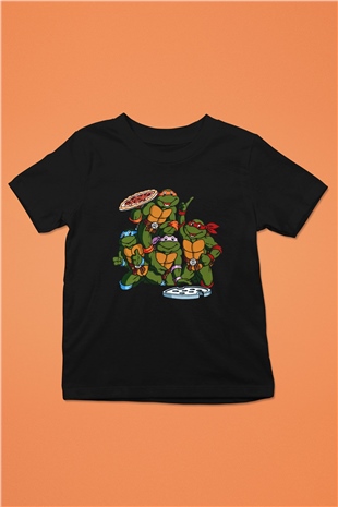 Teenage Mutant Ninja Turtles Ninja Kaplumbağalar Baskılı Siyah Unisex Çocuk Tişört