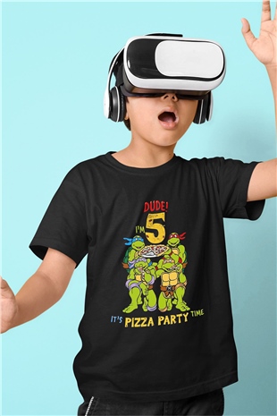 Teenage Mutant Ninja Turtles Ninja Kaplumbağalar Siyah Unisex  Çocuk Tişört
