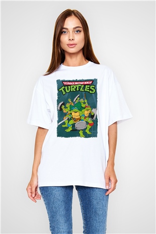 Teenage Mutant Ninja Turtles Ninja Kaplumbağalar Beyaz Oversize Tişört Oversize T-shirt