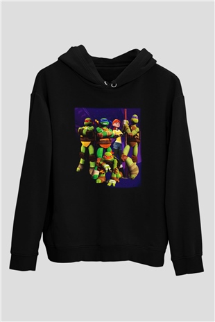 Teenage Mutant Ninja Turtles Ninja Kaplumbağalar Siyah Unisex Kapüşonlu Sweatshirt
