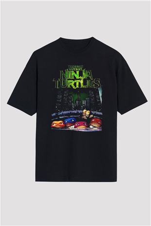 Teenage Mutant Ninja Turtles Ninja Kaplumbağalar Siyah Oversize Tişört