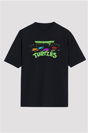Teenage Mutant Ninja Turtles Ninja Kaplumbağalar Siyah Oversize Tişört