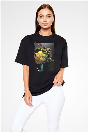 Teenage Mutant Ninja Turtles Ninja Kaplumbağalar Siyah Oversize Tişört Oversize T-shirt