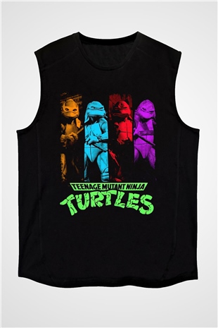 Teenage Mutant Ninja Turtles Ninja Kaplumbağalar Siyah Unisex  Kolsuz Tişört