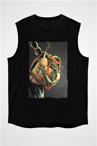Teenage Mutant Ninja Turtles Ninja Kaplumbağalar Siyah Unisex Kolsuz Tişört