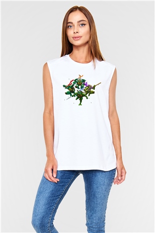 Teenage Mutant Ninja Turtles Ninja Kaplumbağalar Beyaz Unisex  Kolsuz Tişört