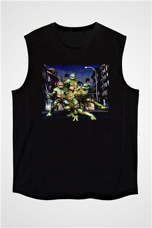 Teenage Mutant Ninja Turtles Ninja Kaplumbağalar Siyah Unisex  Kolsuz Tişört