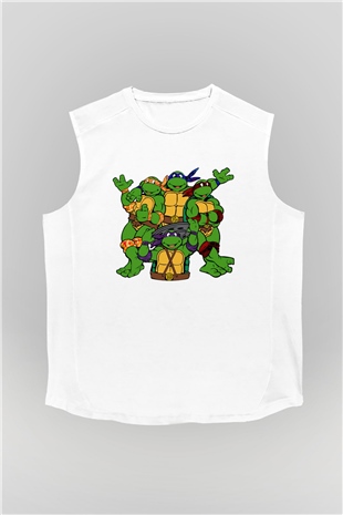 Teenage Mutant Ninja Turtles Ninja Kaplumbağalar Beyaz Unisex  Kolsuz Tişört