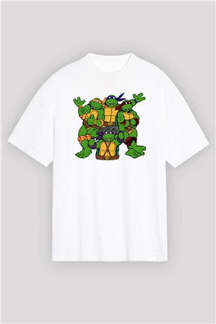 Teenage Mutant Ninja Turtles Ninja Kaplumbağalar Beyaz Oversize Tişört