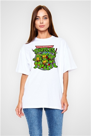 Teenage Mutant Ninja Turtles Ninja Kaplumbağalar Beyaz Oversize Tişört