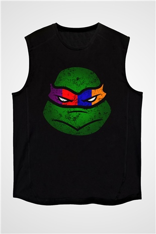 Teenage Mutant Ninja Turtles Ninja Kaplumbağalar Siyah Unisex Kolsuz Tişört