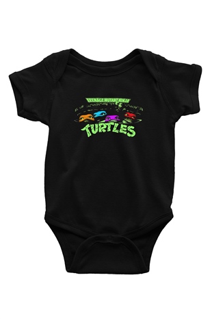 Teenage Mutant Ninja Turtles Ninja Kaplumbağalar Siyah Bebek Body - Zıbın
