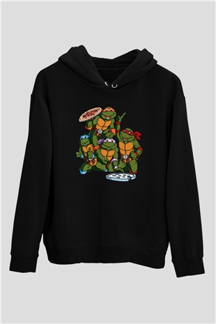 Teenage Mutant Ninja Turtles Ninja Kaplumbağalar Siyah Unisex Kapüşonlu Sweatshirt