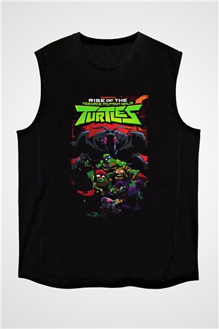 Teenage Mutant Ninja Turtles Ninja Kaplumbağalar Siyah Unisex Kolsuz Tişört