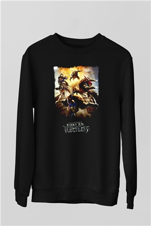 Teenage Mutant Ninja Turtles Ninja Kaplumbağalar Siyah Unisex  Sweatshirt