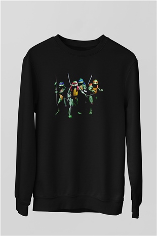 Teenage Mutant Ninja Turtles Ninja Kaplumbağalar Siyah Unisex  Sweatshirt
