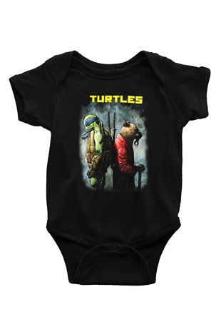 Teenage Mutant Ninja Turtles Ninja Kaplumbağalar Baskılı Siyah Bebek Body - Zıbın