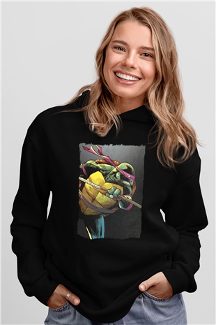 Teenage Mutant Ninja Turtles Ninja Kaplumbağalar Siyah Unisex Hoodie