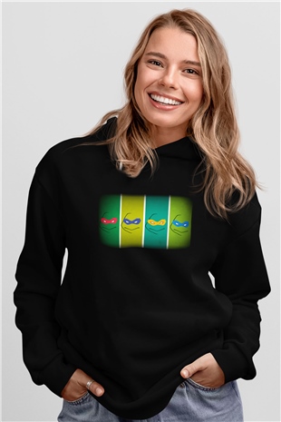 Teenage Mutant Ninja Turtles Ninja Kaplumbağalar Siyah Unisex Kapüşonlu Sweatshirt