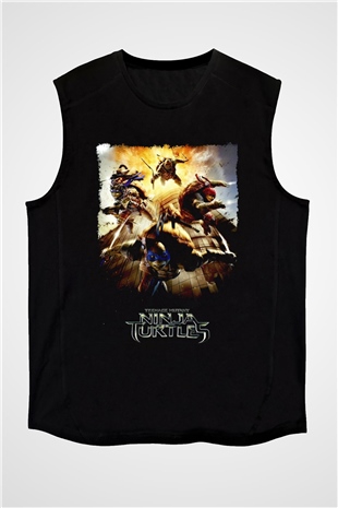Teenage Mutant Ninja Turtles Ninja Kaplumbağalar Siyah Unisex  Kolsuz Tişört