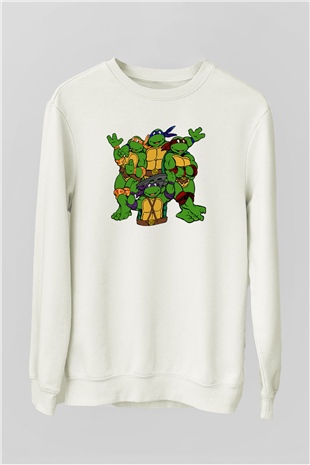 Teenage Mutant Ninja Turtles Ninja Kaplumbağalar Beyaz Unisex  Sweatshirt