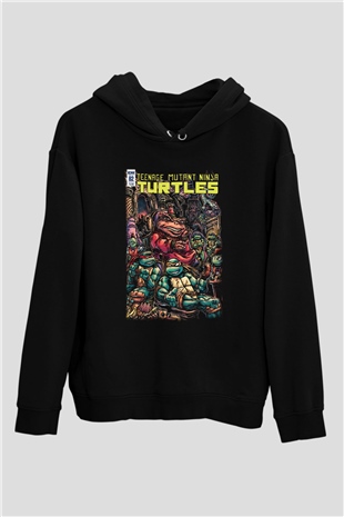 Teenage Mutant Ninja Turtles Ninja Kaplumbağalar Siyah Unisex Kapüşonlu Sweatshirt