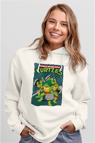 Teenage Mutant Ninja Turtles Ninja Kaplumbağalar Beyaz Unisex Hoodie