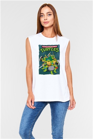 Teenage Mutant Ninja Turtles Ninja Kaplumbağalar Beyaz Unisex Kolsuz Tişört