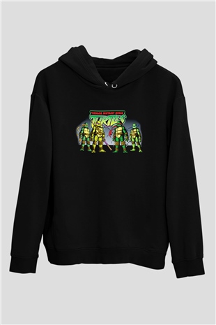 Teenage Mutant Ninja Turtles Ninja Kaplumbağalar Siyah Unisex Kapüşonlu Sweatshirt