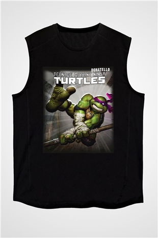 Teenage Mutant Ninja Turtles Ninja Kaplumbağalar Siyah Unisex Kolsuz Tişört